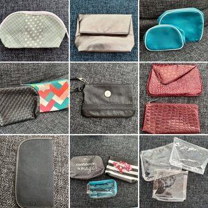14 Makeup Bags + Wristlet + Dooney and Bourke Glasses Case